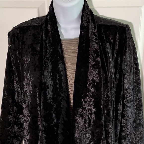 BlankNYC Lux Black Faux Fur Velvet Zip Jacket Shawl Collar Like Seal 🦭 Skin - Picture 6 of 11